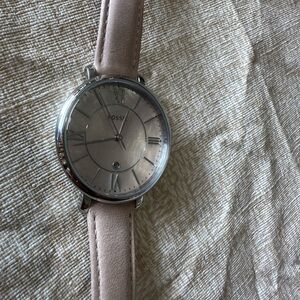 Fossil watch silver w/ mother of pearl face